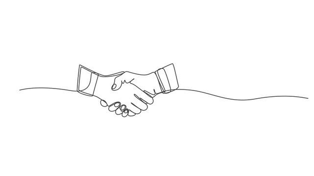 hand drawn vector illustration,Continuous One Line Drawing of Two Businessmen Shaking Hands Business Partnership Handshake Animation
