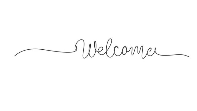 Continuous One Line Drawing Welcome Text Animation Minimalist Linear Typography Design,