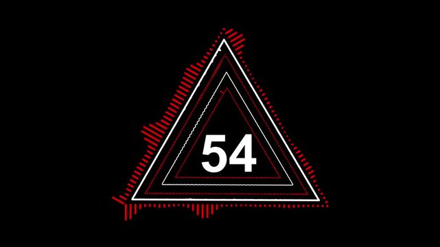 One Minute Countdown Timer. 60 Seconds Sport Stopwatch Neon Triangle Timer Countdown. Seamless 4K Animation With Digital Stopwatch From 60 To 0. Perfect For Sports, Fitness, Broadcast, Stream Video.
