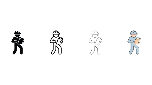 Walking Construction Worker Safety Vest Icon Evolution Set Vector