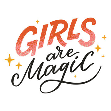 Girls are magic badge lettering