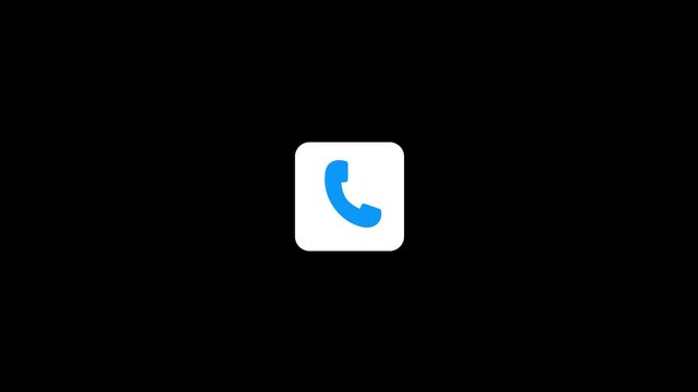 Abstract blue phone call button animation on black background. 4k 25fps