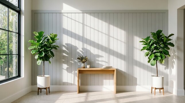 Celebrating world photography day interior scene with fiddle leaf fig trees