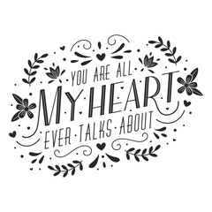 Fototapeta premium You are my heart lettering