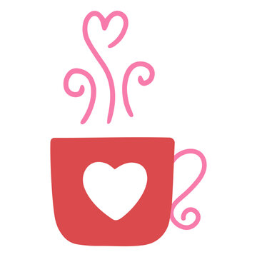 Heart coffee cup flat