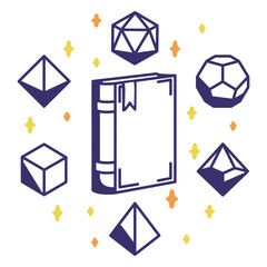 Fototapeta premium Book magic rpg dice design