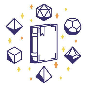Book magic rpg dice design