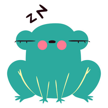 Sleepy frog cute character