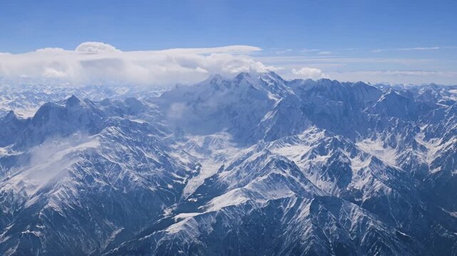 View of the Nanga Parbat, from the sky, Karakoram mountain range, Pakistan