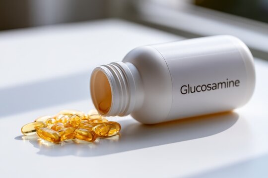 Close-up of glucosamine capsules for joint support