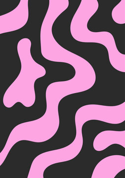 Abstract wavy psychedelic poster. Vector flat illustration of distorted liquid shapes. Trendy y2k aesthetic design