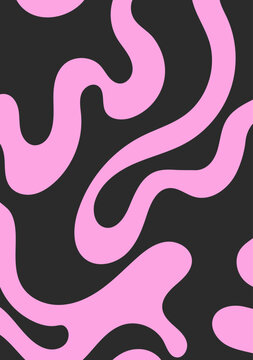 Abstract wavy psychedelic poster. Vector flat illustration of distorted liquid shapes. Trendy y2k aesthetic design