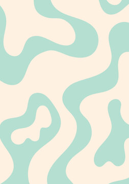 Abstract wavy psychedelic poster in retro 1970s style. Vector flat illustration of distorted liquid shapes. 