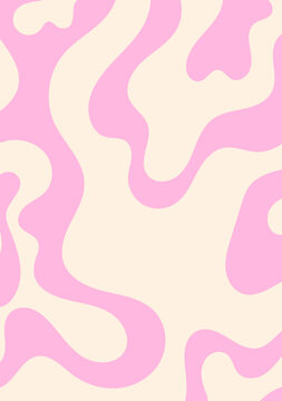 Abstract wavy psychedelic poster in retro 1970s style. Vector flat illustration of distorted liquid shapes. 