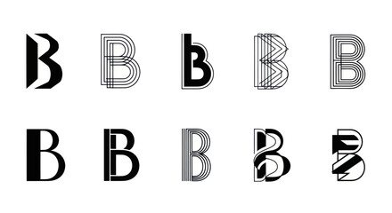 A collection of stylized letter B illustrations in various patterns and colors © Gardevoir 