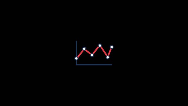 Financial data line graph animation showing fluctuating business performance trends with red lines on a clean dark minimalist motion video