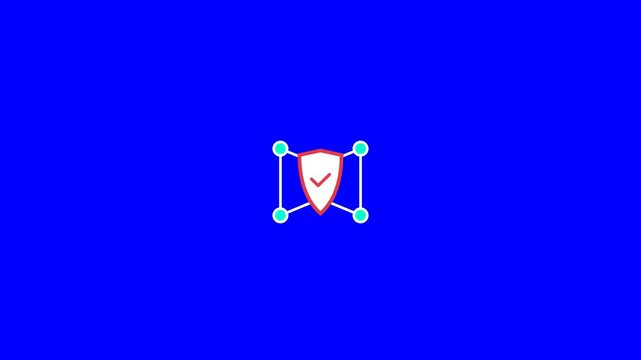 Cybersecurity shield icon with connected nodes performs a rotating digital animation loop for modern network protection and data security video