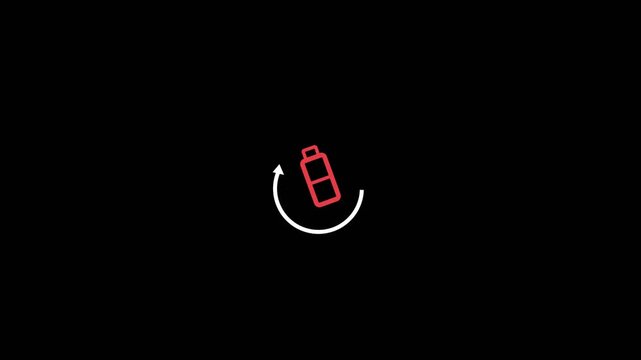 Battery icon rotates in a smooth circular motion animation against a clean black background for this digital motion video clip.