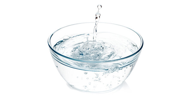 Black cast iron cooking pot skillet filled with water isolated on a transparent background