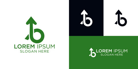 Modern Green Letter B Logo Design with Upward Growth Arrow © PaulStd