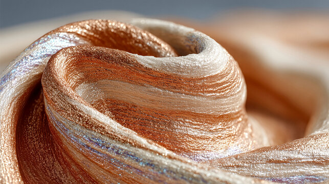 Abstract swirled metallic copper and pearlescent cream texture
