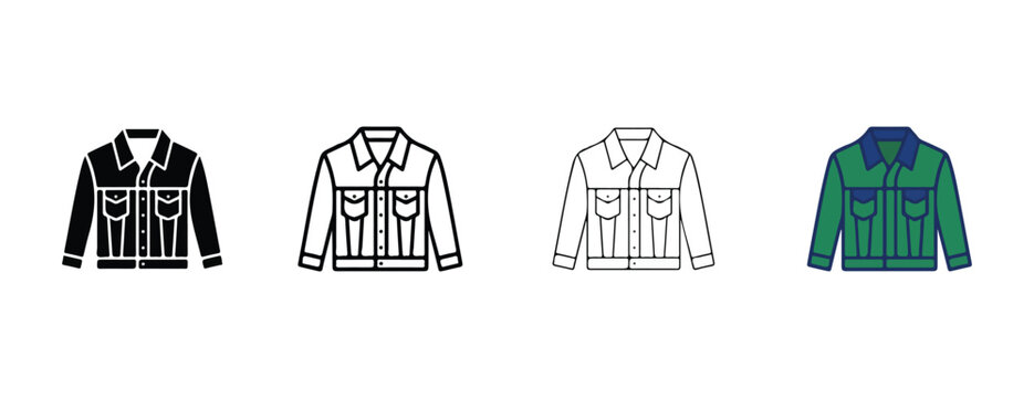  shirts with collars and pockets on white background  various jacket designs