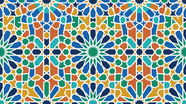 Intricate Moroccan Geometric Pattern Seamless Background, Islamic Art Decor