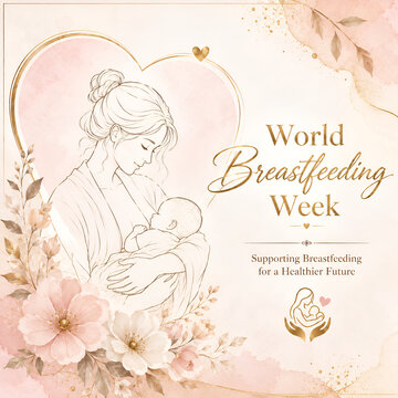World Breastfeeding Week Greeting Card | Minimalist Mother & Baby Illustration | Breastfeeding Awareness Poster