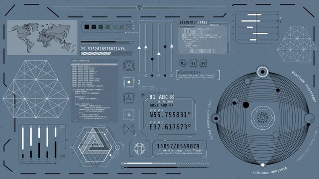 Animated high-tech display with observation and navigation features