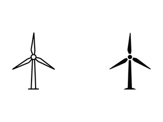 Wind Turbine Outline and Solid Renewable Energy Icon © Rahima