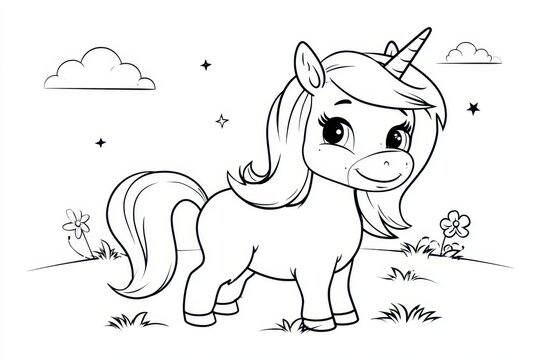 Niedliches Einhorn Ausmalbild &acirc;&euro;&ldquo; einfache Umrisse, perfekte Malvorlage f&Atilde;&frac14;r Kinder