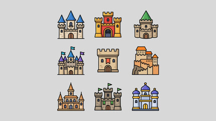 Fantasy castle icon collection © Kodok