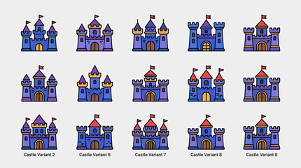 Fantasy castle icon set © Kodok
