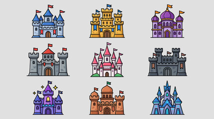 Fantasy castle icons set © Kodok