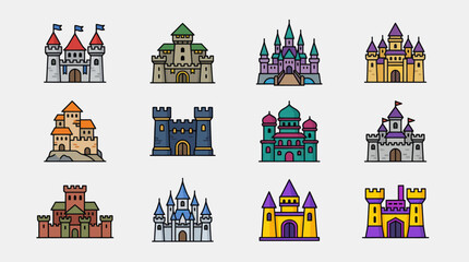 Fantasy castle icons set © Kodok