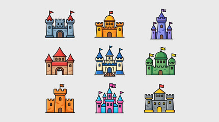 Fantasy castle icons set © Kodok