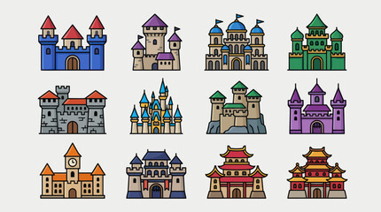 Fantasy castle icons set © Kodok