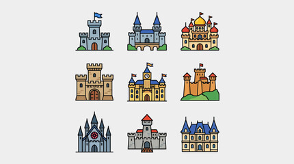 Fantasy castle icons set © Kodok
