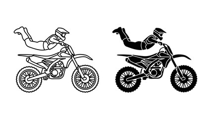 Motorcyclist Freestyle Jump: A dynamic illustration depicting a motocross rider performing a daring freestyle jump on a dirt bike, showcasing extreme sports and athletic skill. © hammad
