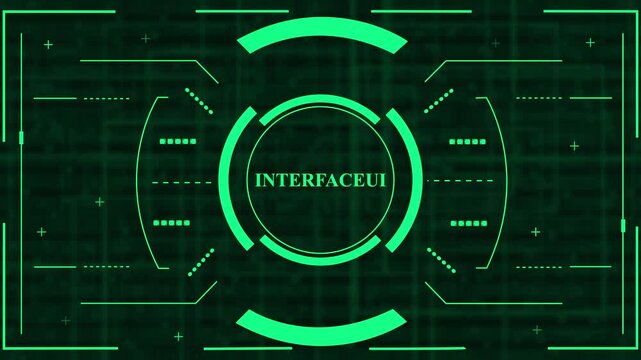 futuristic green hud interface ui with circular control panel digital scanning display and high tech technology background animation