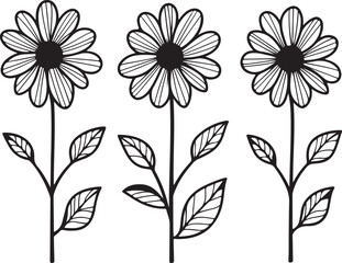 Fototapeta premium Set of Colorful Floral Vector Illustrations with Flowers, Leaves and Botanical Elements for Nature Pattern Design, Spring Decoration and Garden Artwork