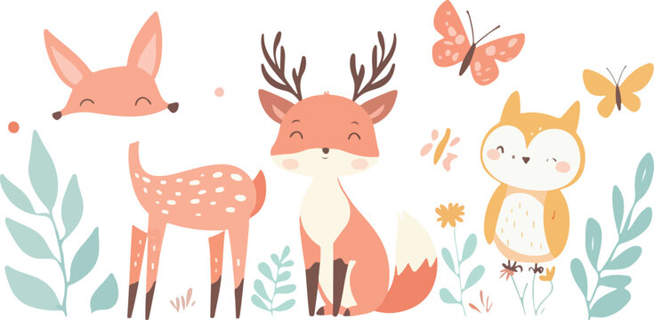 Majestic Deer Standing Among Trees in a Peaceful Forest Woodland Landscape