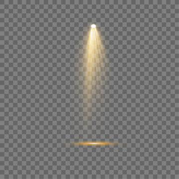 Vertical glowing spotlight beam with soft rays, dramatic abstract light illumination illustration on transparent background overlay effect PNG. Lighting with spotlight illumination set.