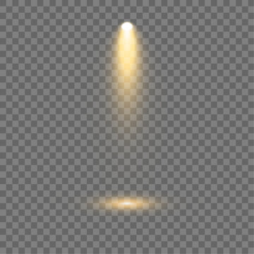 Vertical glowing spotlight beam with soft rays, dramatic abstract light illumination illustration on transparent background overlay effect PNG. Lighting with spotlight illumination set.