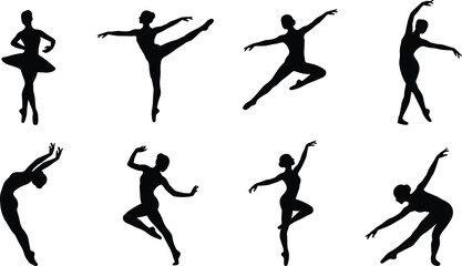 Ballet Dancer Silhouette Set with Graceful Dance Poses Vector Collection © Al Mamun