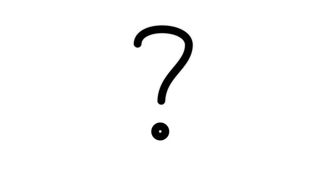 Animated 2D Line Art Drawing Of A Black Question Mark Symbol On A White Background
