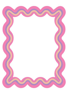 Modern rounded wave frame vector illustration with colorful decorative border and abstract curves.