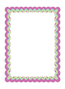 Decorative pastel double wavy border vector illustration with layered squiggle frame for modern stationery.