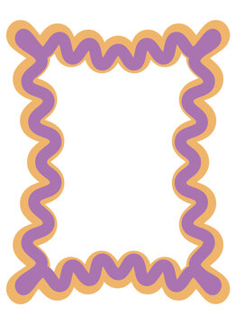 Decorative bold wavy rectangle border vector illustration with vibrant colorful curved outline