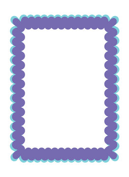 Decorative scallop edge rectangle frame vector illustration with rounded colorful border.